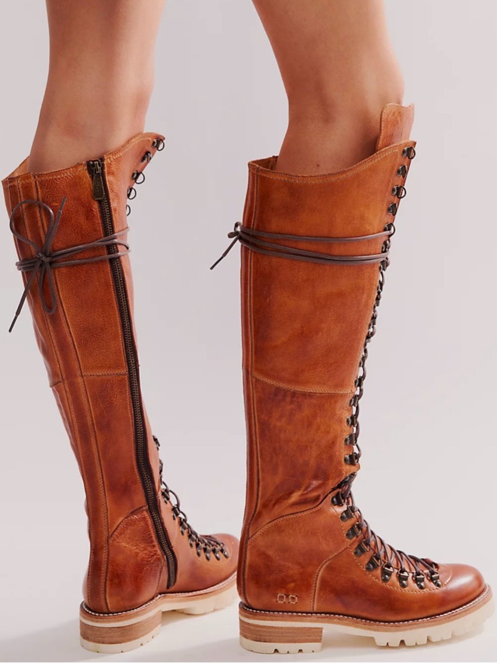 BED|STU x Free People Victory (Lustrous) Pecan Tall Lace-Up Leather Boots - Picture 14 of 15
